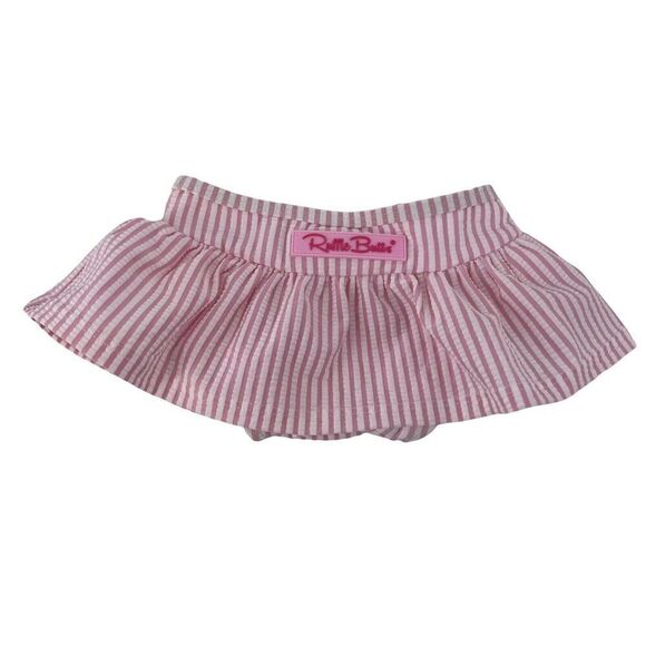 Ruffle Butts Swimsuit Bottom 3-6 Months Pink White Seersucker Preppy Swimwear - Picture 1 of 5
